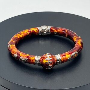 Milor Italy 925 Sterling Tortoise
Shell Enamel X Cross Hinged Bangle
Bracelet
